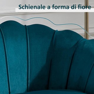 Sofá de 2 Plazas en Tejido Efecto Terciopelo con Brazos, Sofá Moderno con Asiento Acolchado, para Salón y Dormitorio, 130X77X77Cm, Alzavola