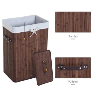 Cesta de ropa de bambú con tapa