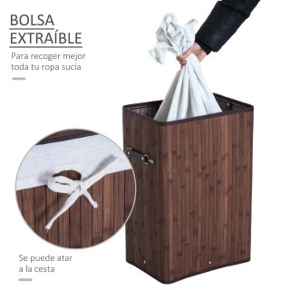 Cesta de ropa de bambú con tapa