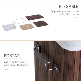 Cesta de ropa de bambú con tapa