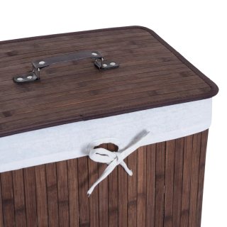 Cesta de ropa de bambú con tapa