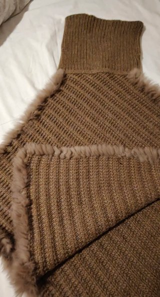 Poncho punto y piel natural T Única