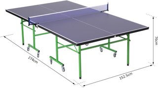 Mesa de Ping Pong Plegable Interior Con 8 Ruedas 152.5 × 274 × 76Cm