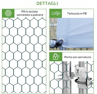 Gallinero Exterior Con Estructura Galvanizada Y Red Hexagonal, Gallinero Para Gallinas Con Cubierta De Tela Impermeable Para 8-12 Pollos, Patos Y Conejos, 3X4X2M