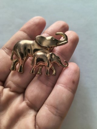 Spilla vintage elefanti dorata