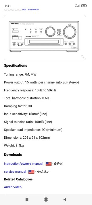Amplificador Onkyo R-805TX Plata