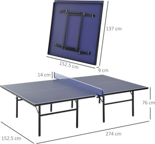 Mesa De Ping Pong Plegable Para Interiores, Mesa De Ping Pong Con Red, Montaje No Requerido, Azul Y Violeta