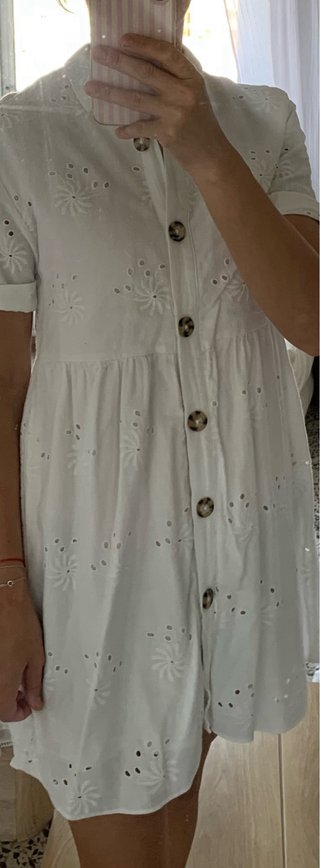 Vestido Zara blanco bordado