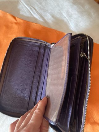 Cartera monedero piel marrón/morado