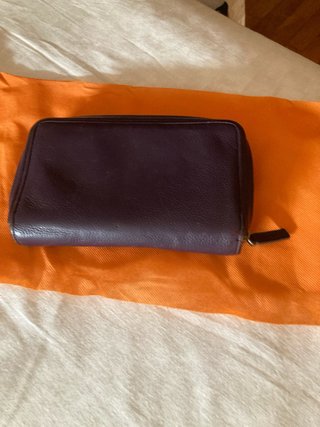 Cartera monedero piel marrón/morado