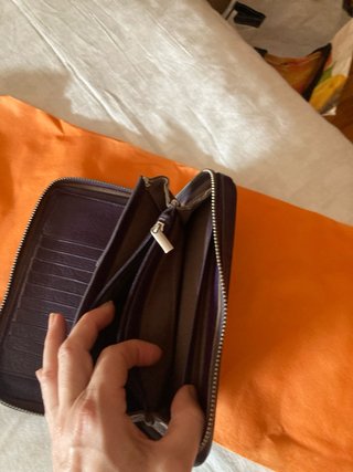 Cartera monedero piel marrón/morado