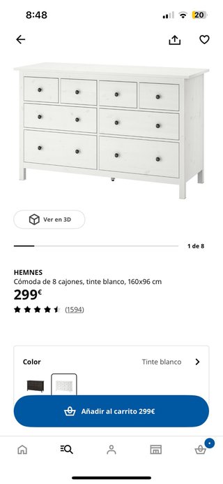Cómoda Ikea Hemnes Doble Azul