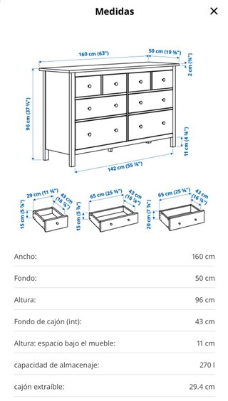 Cómoda Ikea Hemnes Doble Azul
