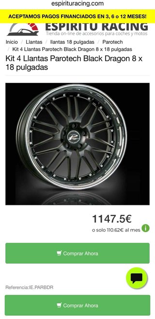 4 llantas Parotech Black Dragon 5x100 18”
