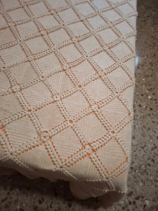 Colcha ganchillo beige cama 90/105 Hecha a mano