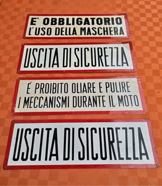 Lotto 4 Targhe Vintage Lamierino Segnaletica