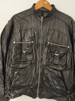 Chaqueta de cuero vintage negra