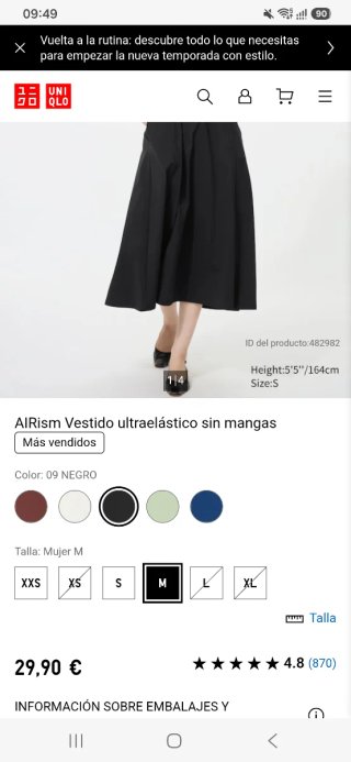 Vestido negr Uniqlo.Sin estrenr.Lo vndo por grande