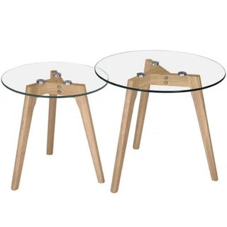 Pack 2 Mesas Auxiliares Cristal y Madera