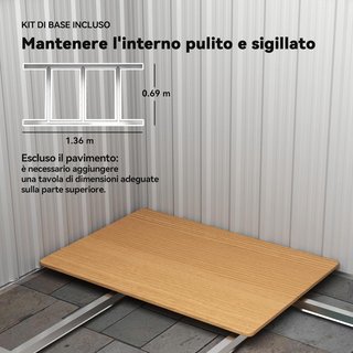 Caseta De Jardín 1.7M² de Acero Galvanizado Con Kit de Fundación, Cobertizo de Jardín para Herramientas Con Techo Inclinado, 4 Salidas de Aire, Puerta Corredera, 152X132X188 Cm, Verde