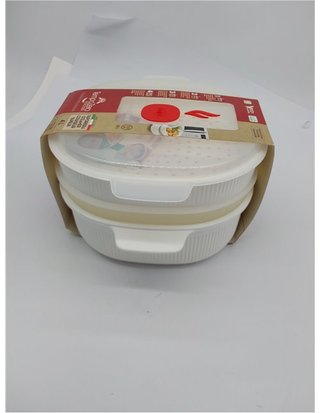Snips - Vaporera Microondas con 2 cestas - 4 LT - Cocinar al Vapor 26 -5 x 22 x 13 -5 cm - Color Blanco - Made in Italy -Bpa Free