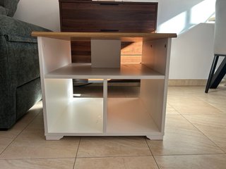 Mesa centro madera y blanca