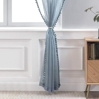 Due Tende Blu con Pompon 140x260 cm