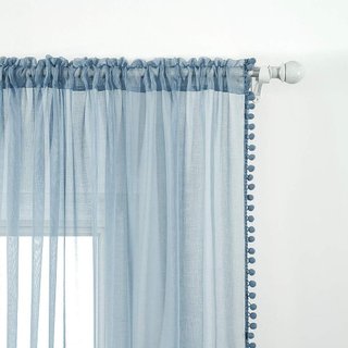 Due Tende Blu con Pompon 140x260 cm