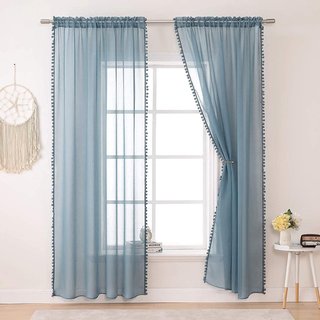 Due Tende Blu con Pompon 140x260 cm