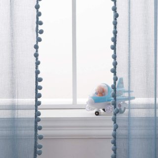 Due Tende Blu con Pompon 140x260 cm