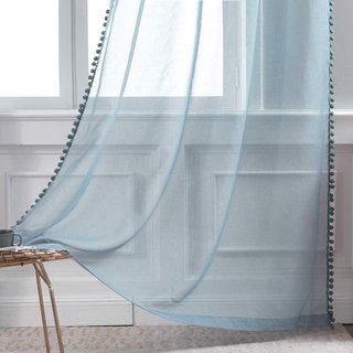 Due Tende Blu con Pompon 140x260 cm