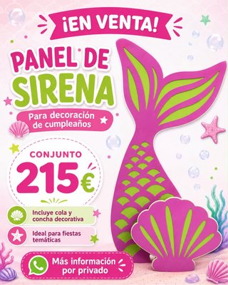 Panel Decoración Sirena Cumpleaños
