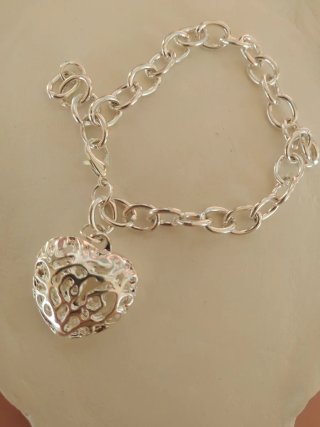 Pulsera plata laminada corazón