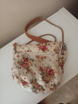 Bolso tela floral con cremallera