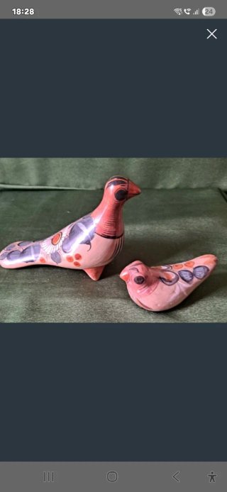 Palomas cerámica pintadas a mano vintage