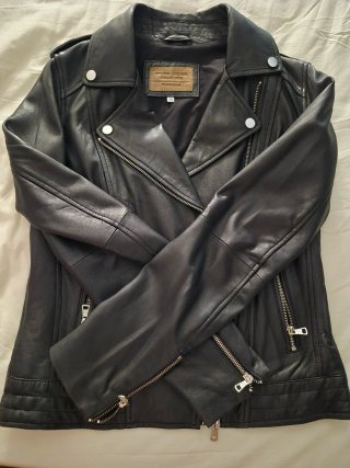 Chaqueta de Cuero Biker Negra Mujer