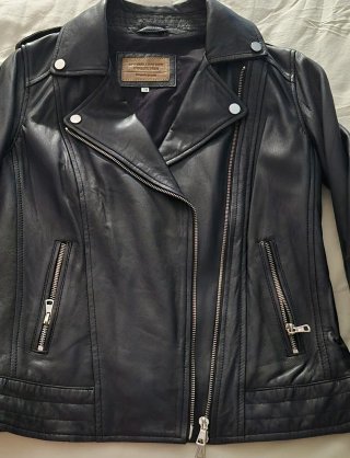 Chaqueta de Cuero Biker Negra Mujer
