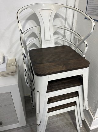 4 Sillas Estilo Industrial Madera y Metal