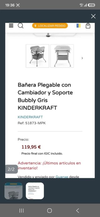 Bañera plegable para bebé cambiador sin usar