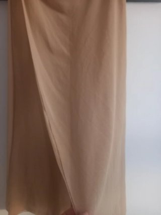 Pantalones efecto falda beige
