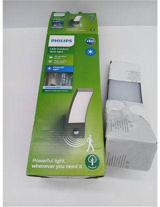 Philips Splay Aplique de Pared Exterior LED - 12 W - 1600 lm - Luz Blanca Fría de 4000 K - Resistente a Intemperie IP44 - Sensor de M