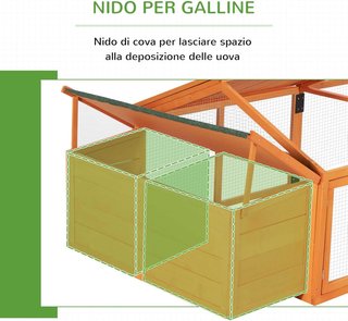 Gallinero Exterior Con Techo Abatible Y Área De Nido, Gallinero De Madera De Abeto Con Rejilla Metálica Y Puerta Grande, Para 4-8 Gallinas, 240X112.5X76 Cm, Naranja