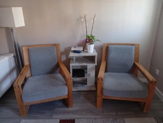 2 Sillones Madera Gris Como Nuevos
