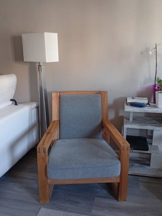 2 Sillones Madera Gris Como Nuevos
