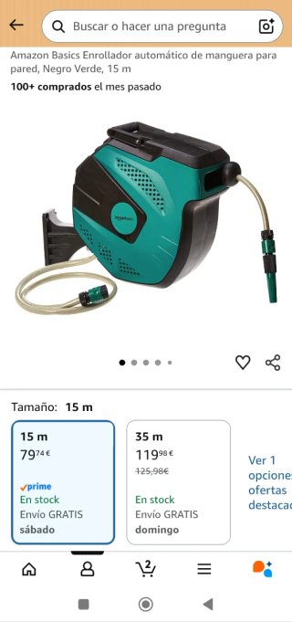 Enrollador Manguera Amazon Basics 15m Negro Verde