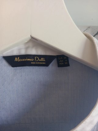 Massimo Dutti Camisa Rayas Azul y Blanca