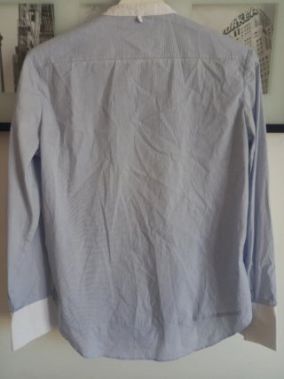 Massimo Dutti Camisa Rayas Azul y Blanca