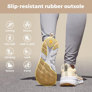 Zapatos Correr FitVille Mujer Amplios Beige/Blanco