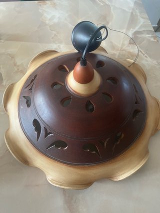 Lampadario Vitulli beige/marrone metallo/legno