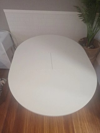 Mesa redonda extensible blanca
